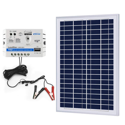 Acopower 25W Off-grid Solar Kits, 5A charge controller with SAE connector