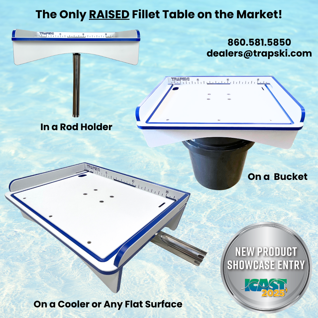 Premium Rod Mount 18" or 33" Raised Fillet Table – 3-in-1 Bait & Fish Station | Fits Rod Holders, Buckets & Flat Surfaces | Marine-Grade HDPE | Ruler, Juice Groove, Knife & Tool Slots