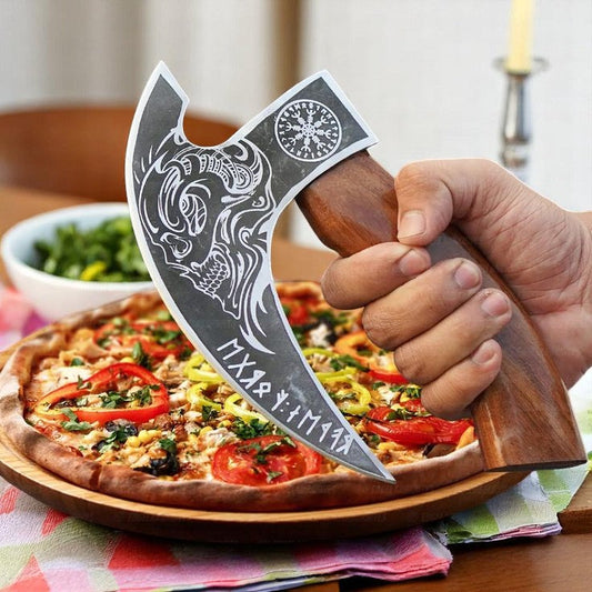 Custom Viking Pizza Cutter Axe – 8.5" Blade, Rosewood Handle