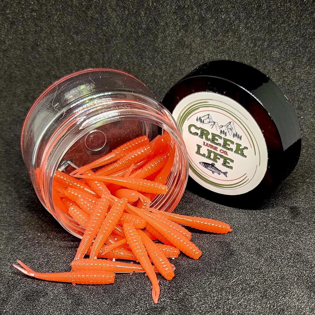 Jar of 1.4 Inch Micro Fluke The Ditch Stick – Creek Life Lure Co.