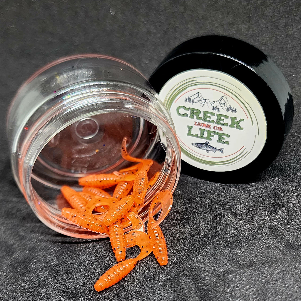 Jar of 1 Micro Curl Tail Grub The Tennessee Twister – Creek