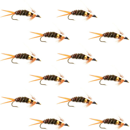 Double Bead Prince Nymph Fly Fishing Flies - 12 Flies Hook Size 10