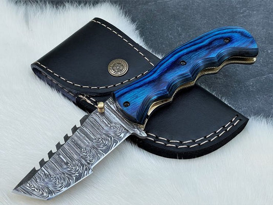 Tactical Defender Folding Pocket Knife – 8" Custom Handmade Damascus Steel Blade with Exotic Pakka Wood Handle