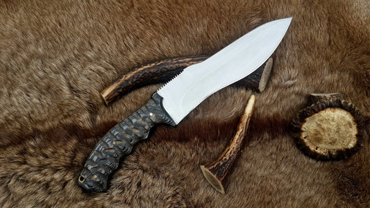 The Ultimate Boar Slayer: Custom Handmade D2 Steel Fixed-Blade Pig Hunting Knife | Exotic Wood Handle | 11.5 Inches | KBS Knives
