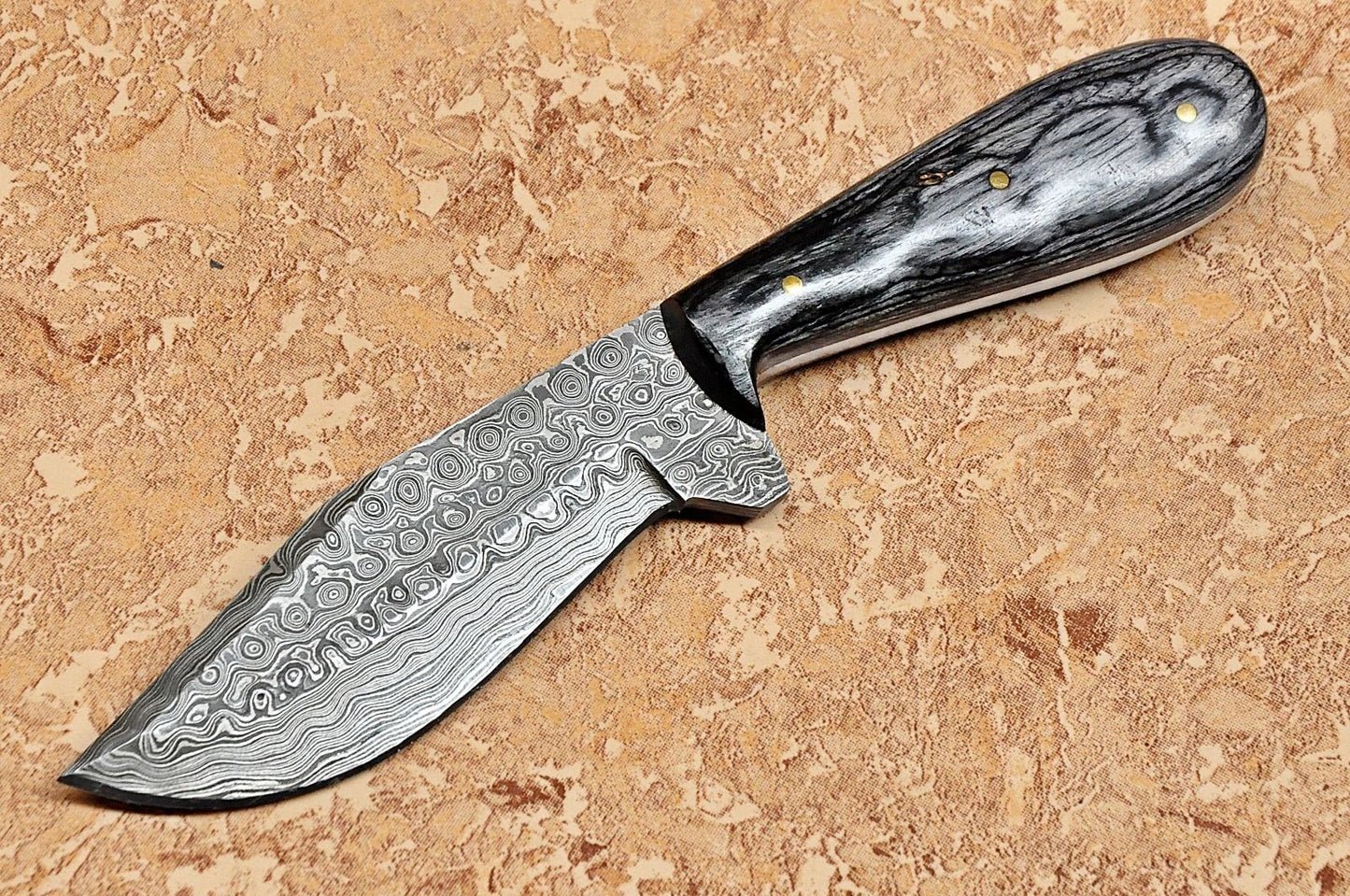 Hand Made Damascus Rain Drop Skinning Knife