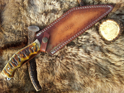 Handmade Damascus Steel Seax Knife – Viking Full Tang Fixed