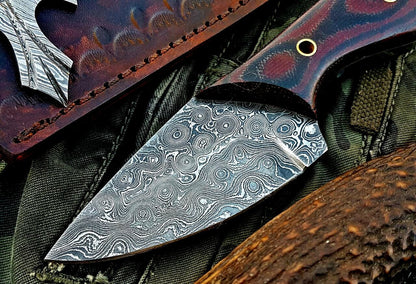 Custom Handmade Damascus Steel Hunting Skinning Knife