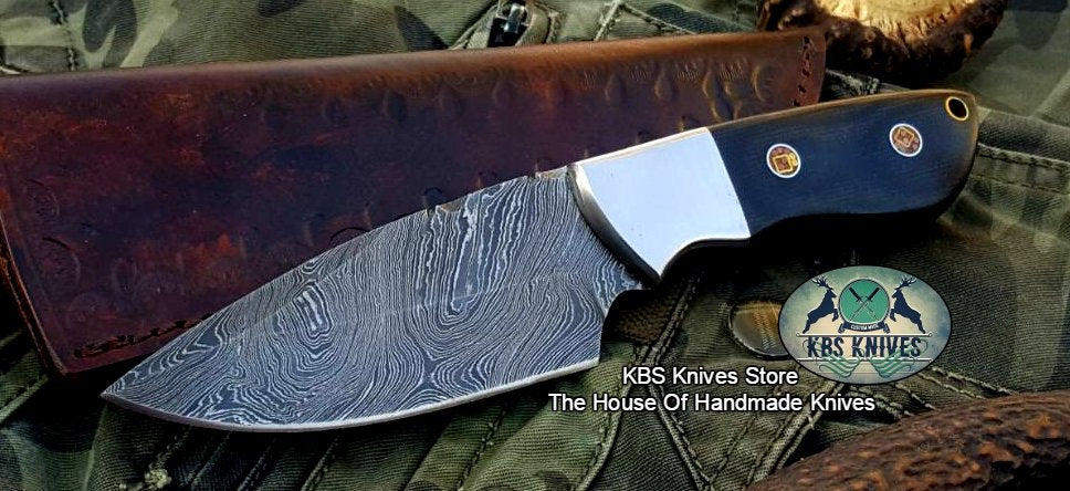 Custom Handmade Twist Damascus Steel Hunting Skinning Knife