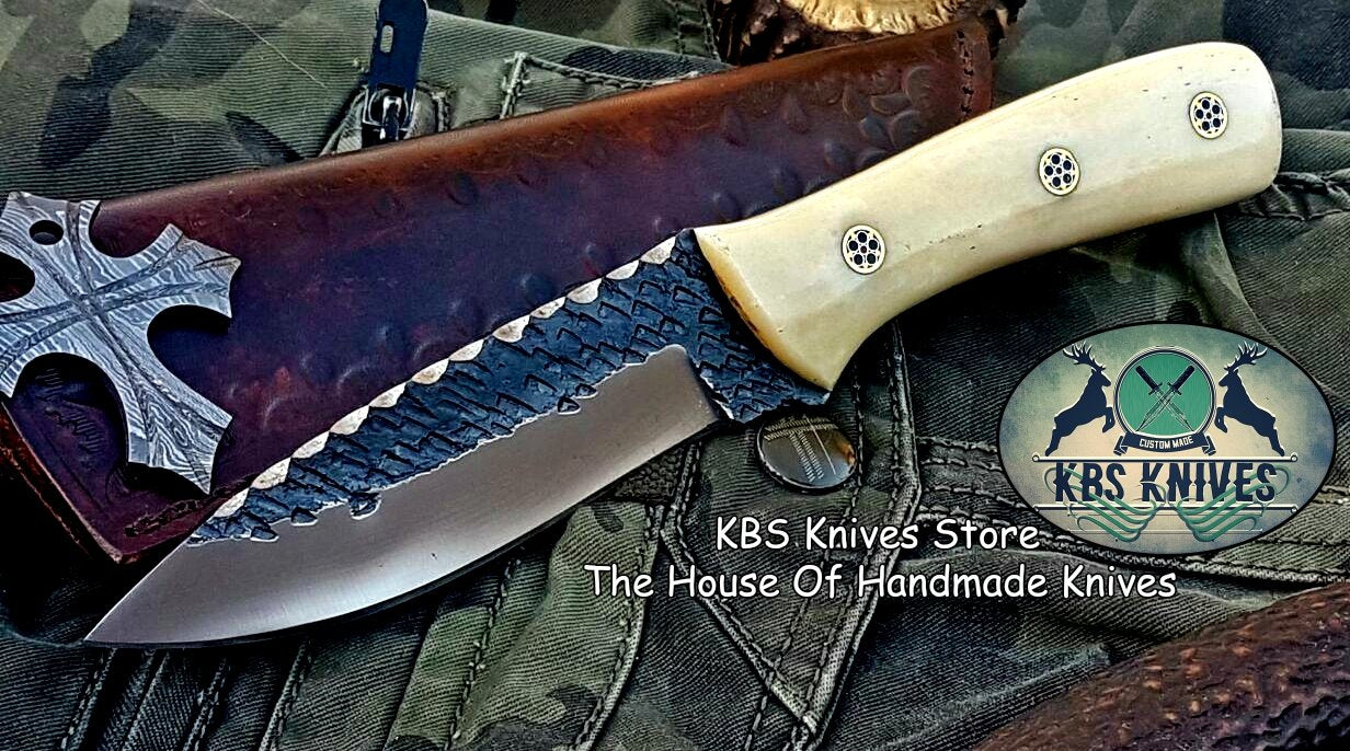 Custom Handmade Hammered 1095 High Carbon Steel Hunting Skinning Knife
