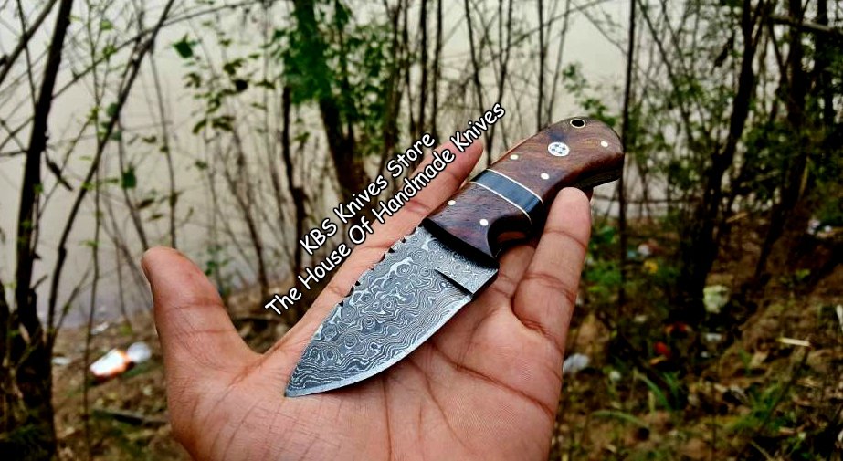 Custom Handmade Damascus Steel Blade EDC Skinner Knife