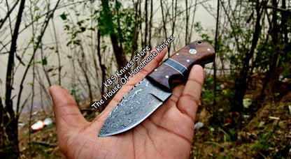 Custom Handmade Damascus Steel Blade EDC Skinner Knife