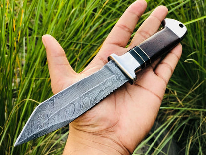 Premium Custom Tanto Hunting Knife with Damascus Blade