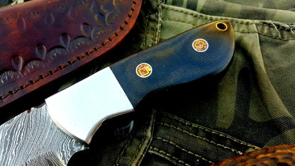 Custom Handmade Twist Damascus Steel Hunting Skinning Knife