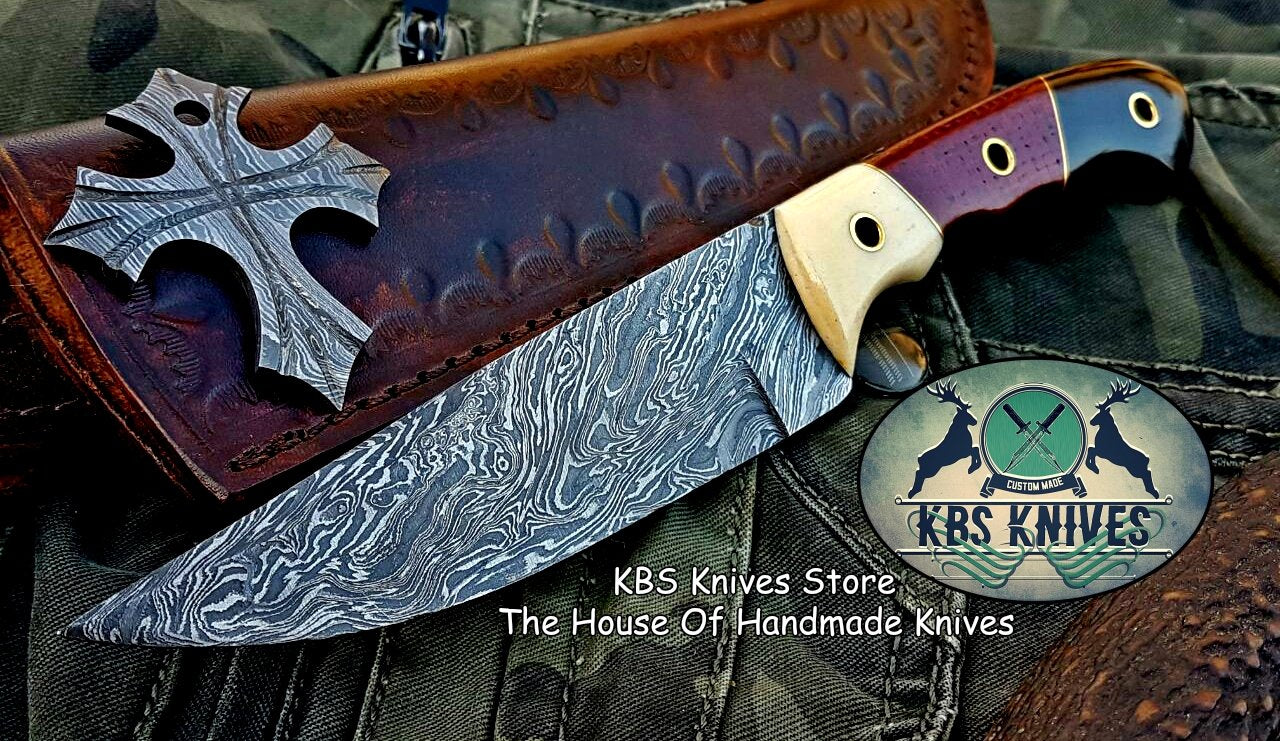 Custom Handmade Damascus Steel Skinning Hunting Knife