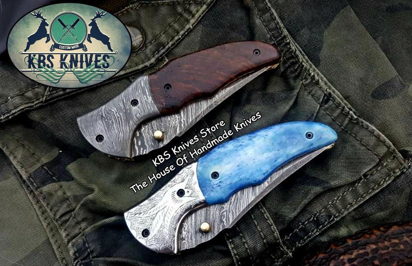 Custom Handmade Damascus Steel Folding Pocket Knives ( Deal )