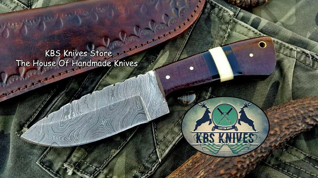 Custom Handmade Twist Damascus Steel Skinning Knife