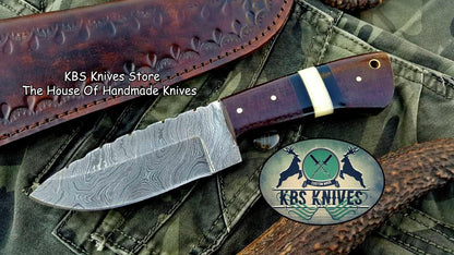 Custom Handmade Twist Damascus Steel Skinning Knife