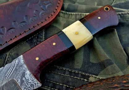 Custom Handmade Damascus Steel Skinning Hunting Knife
