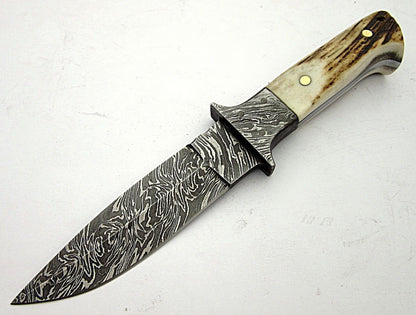Damascus steel fire twist hunting knife