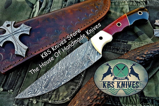 Custom Handmade Damascus Steel Skinning Hunting Knife