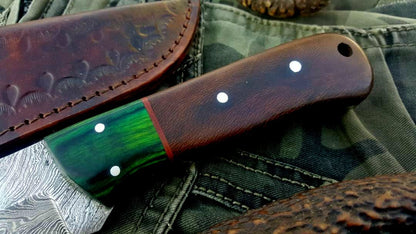 Custom Handmade Damascus Steel Hunting Skinning Camping Knife
