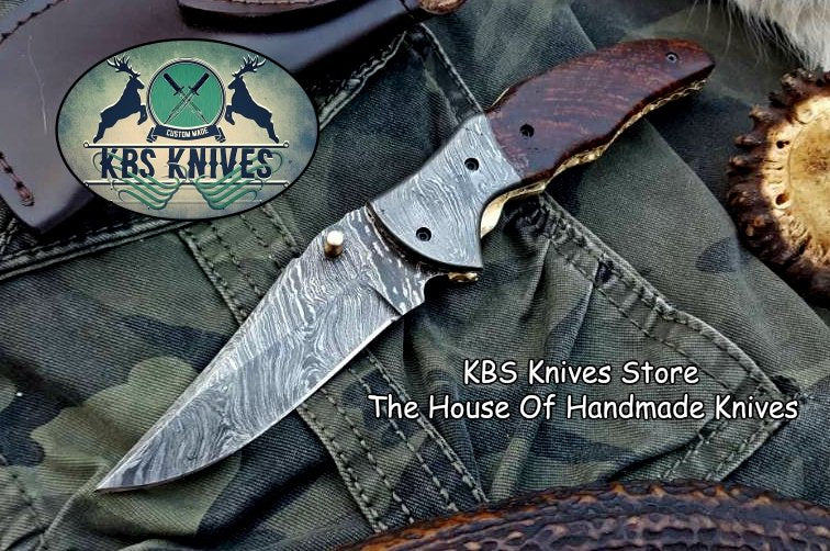 Custom Handmade Damascus Steel Folding Pocket Knife