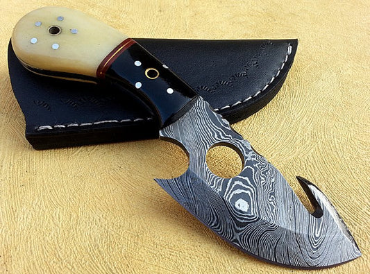 Custom Handmade Damascus Steel Guthook Knife