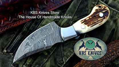 Custom Handmade Twist Damascus Steel Skinner Knife