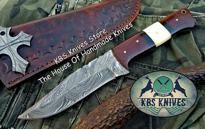Custom Handmade Damascus Steel Skinning Hunting Knife