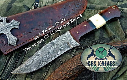 Custom Handmade Damascus Steel Skinning Hunting Knife