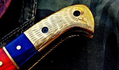 Custom Handmade Damascus Blade Folding Pocket Knife