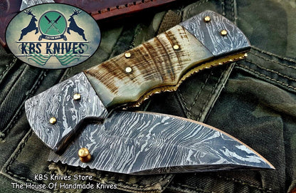 Custom Handmade Damascus Steel Folding Knife