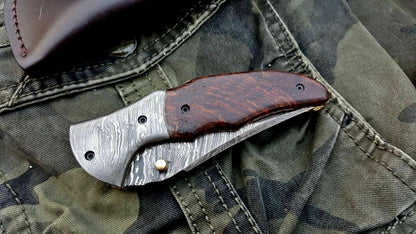 Custom Handmade Damascus Steel Folding Pocket Knife