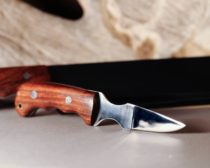 Game Processing Kit – 6-Piece Rosewood Handle Knife Set with Leather Roll