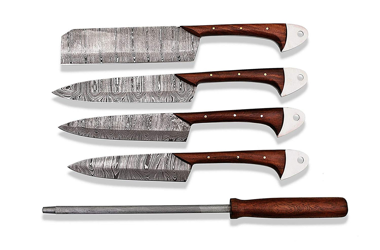 Custom Handmade Damascus Steel Kitchen Knives Set