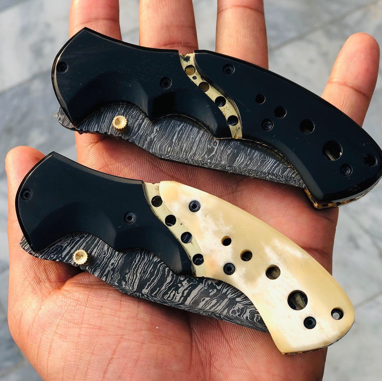 Custom Handmade Damascus Blade EDC Folding Pocket Knife With Pocket Clip