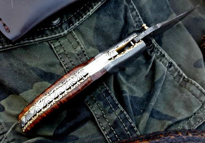 Custom Handmade Damascus Steel Folding Pocket Knife