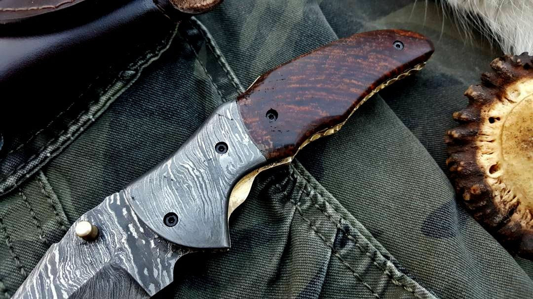 Custom Handmade Damascus Steel Folding Pocket Knife