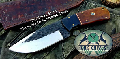 Custom Handmade 1095 Hammered Steel Skinner Knife