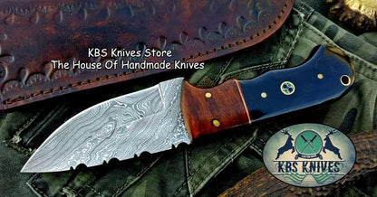 Custom Handmade Damascus Steel Hunting Skinning Knife