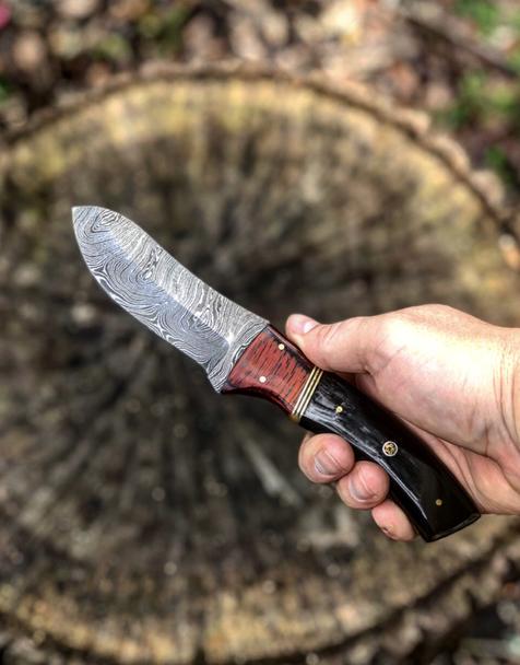 Custom Handmade Twist Damascus Steel Hunting Skinning Knife