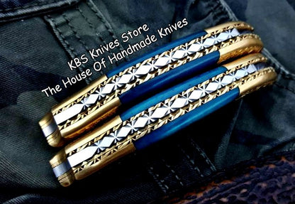 Custom Handmade Damascus Steel Folding Pocket Knives ( Deal )