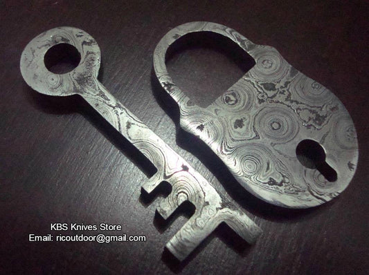 DAMASCUS OLD LOCK and KEY PENDANTS