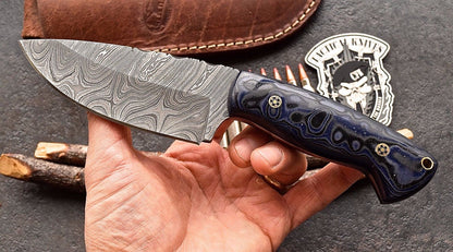 Custom Handmade Twist Damascus WIDE Deer - Elk Hunting Skinner EDC Knife