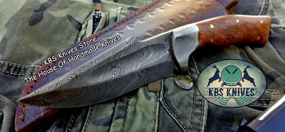Custom Handmade Damascus Steel Hunting Skinning Camping Knife
