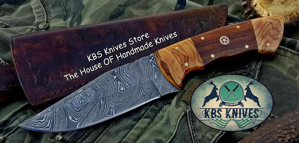 Custom Handmade Twist Damascus Steel Hunting Skinning Knife