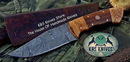 Custom Handmade Twist Damascus Steel Hunting Skinning Knife