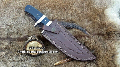Stealth Hunter Custom Handmade Damascus Fixed-Blade Hunting Knife for Hunters 10 Inches KBS Knives Store