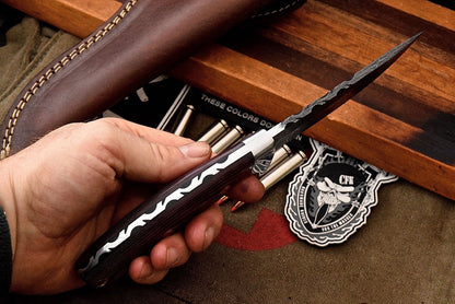 Custom Handmade Damascus Steel Red Micarta Skinning/Camping/Hunting Knife