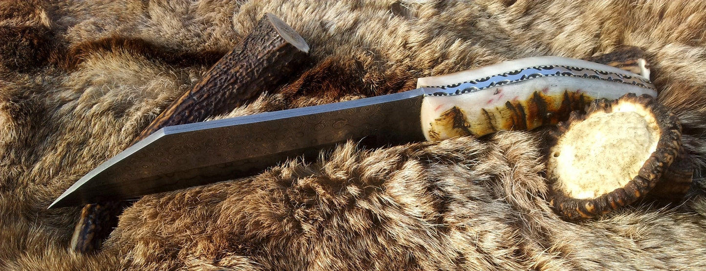 Handmade Damascus Steel Seax Knife – Viking Full Tang Fixed